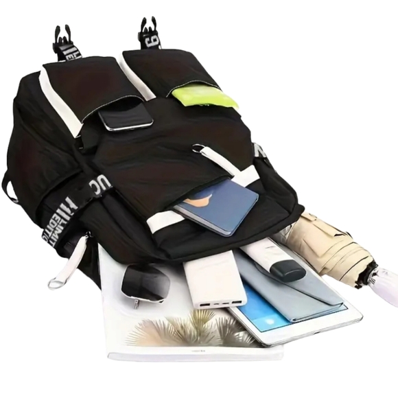 HELLO KITTY Limited Edition Black Large  Backpack W/Pink Pom Pom Keychain - Picture 5 of 8